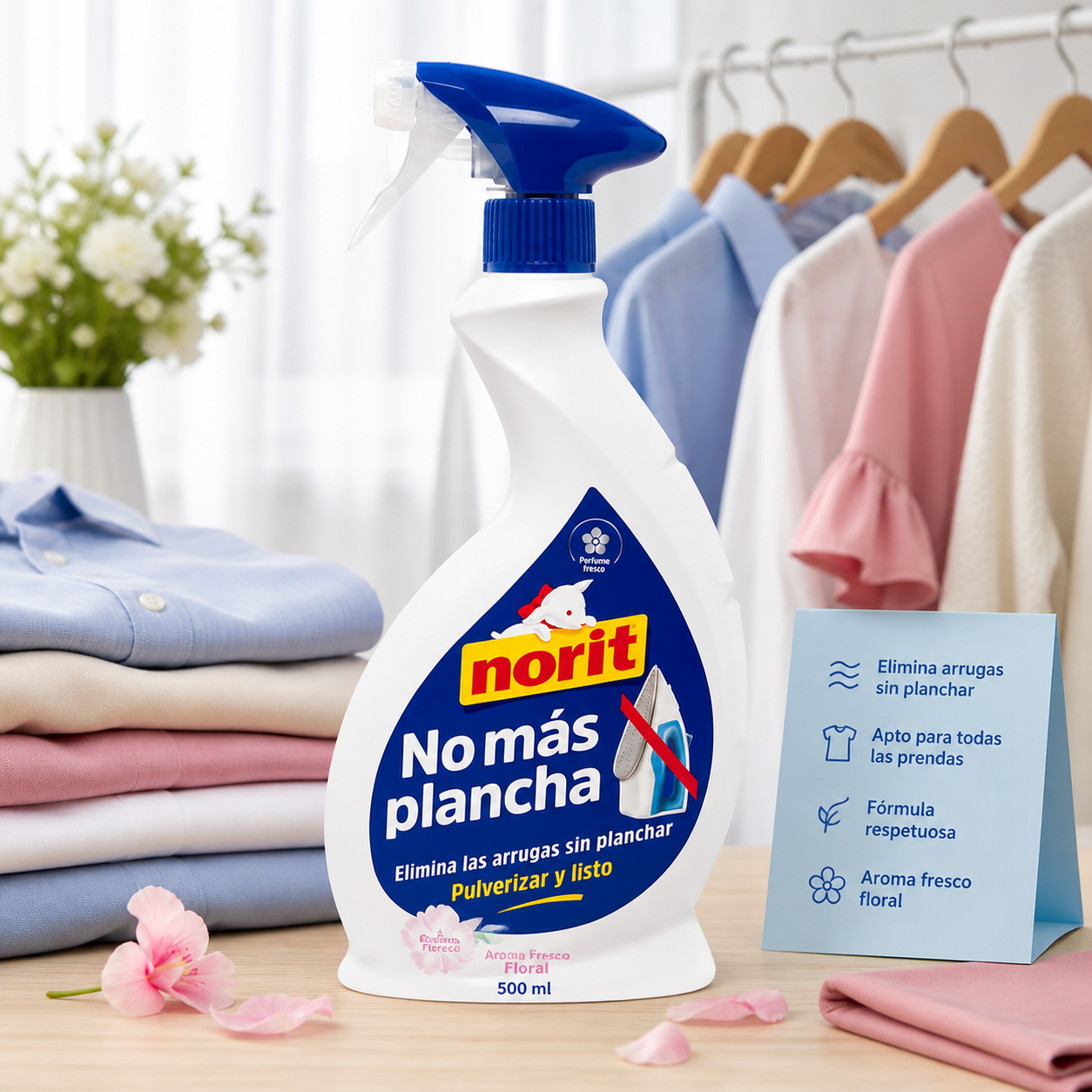 Spray Antiarrugas, Elimina Arrugas Sin Necesidad de Planchar, Aroma Fresco, Apto para Todas las Prendas