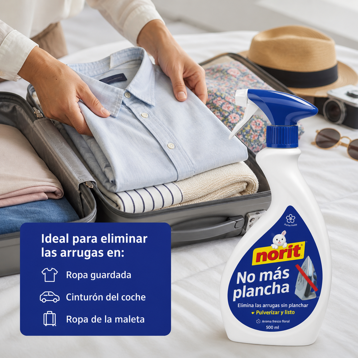 Spray Antiarrugas, Elimina Arrugas Sin Necesidad de Planchar, Aroma Fresco, Apto para Todas las Prendas